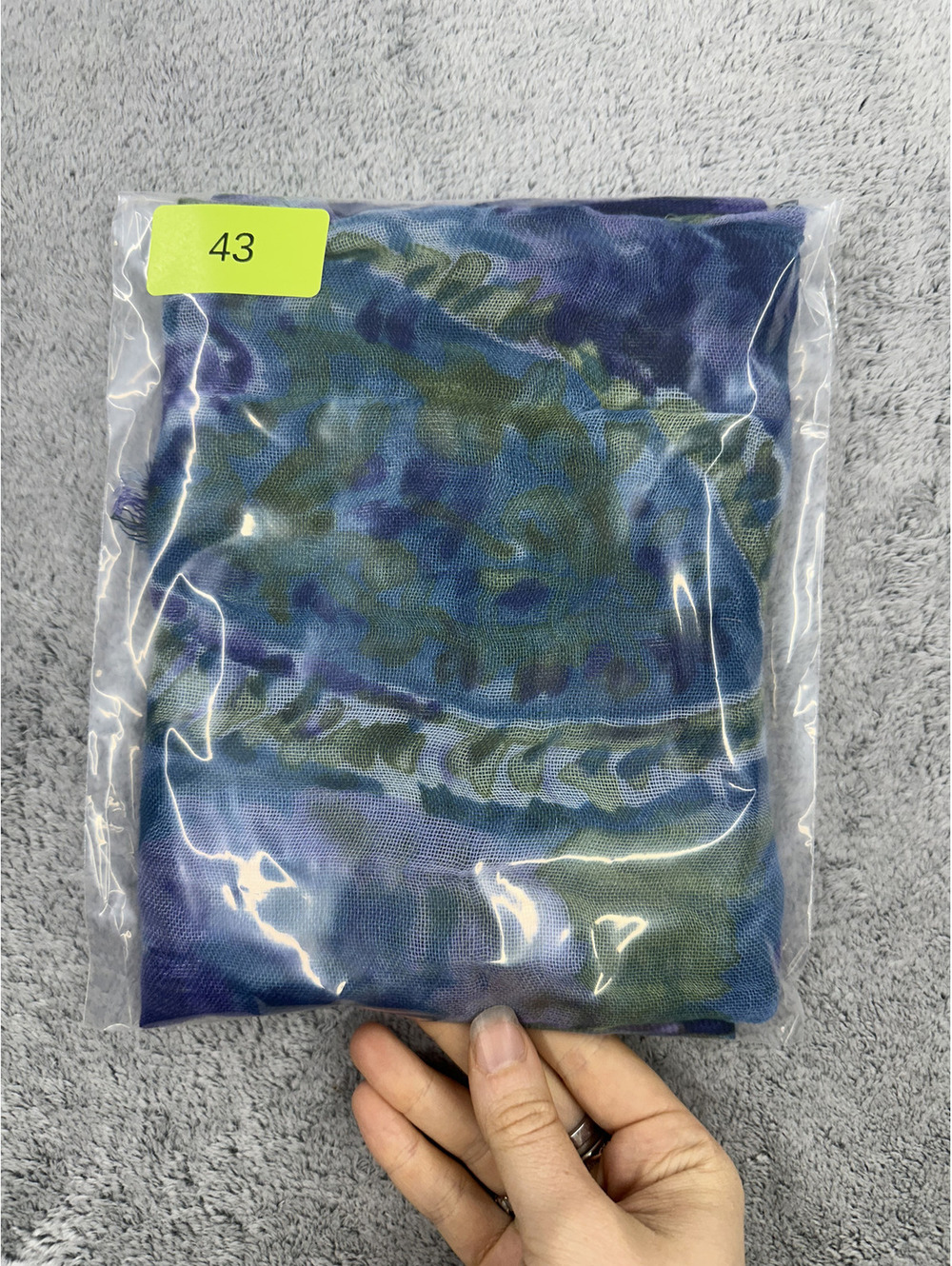 Vintage Inspired Floral Lightweight Scarf in Blue and Purple - Picture 6 of 6